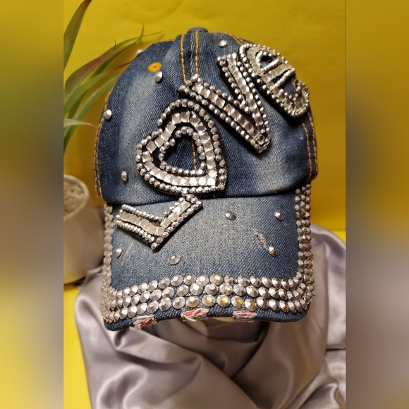 Unknown Accessories - Distressed Denim Love Cap